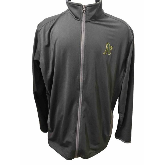 MLB Oakland Athletics Black Out Logo Full Zip Track Jacket Men's Size 2XL - Picture 1 of 9